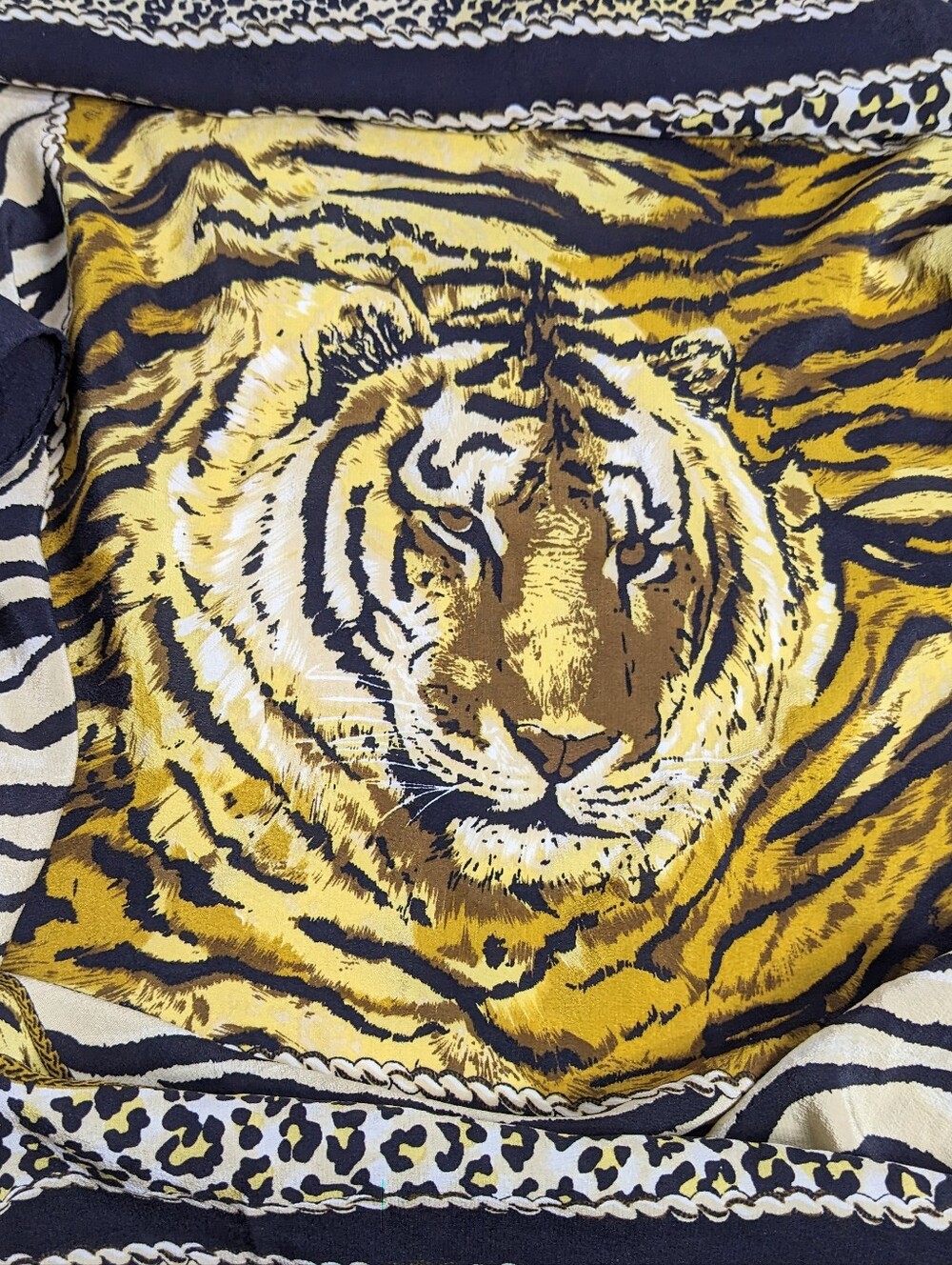 Tiger Leopard Cheetah Print Fashion Scarf, PolyBlend, Approx 33.5" Square, Retro